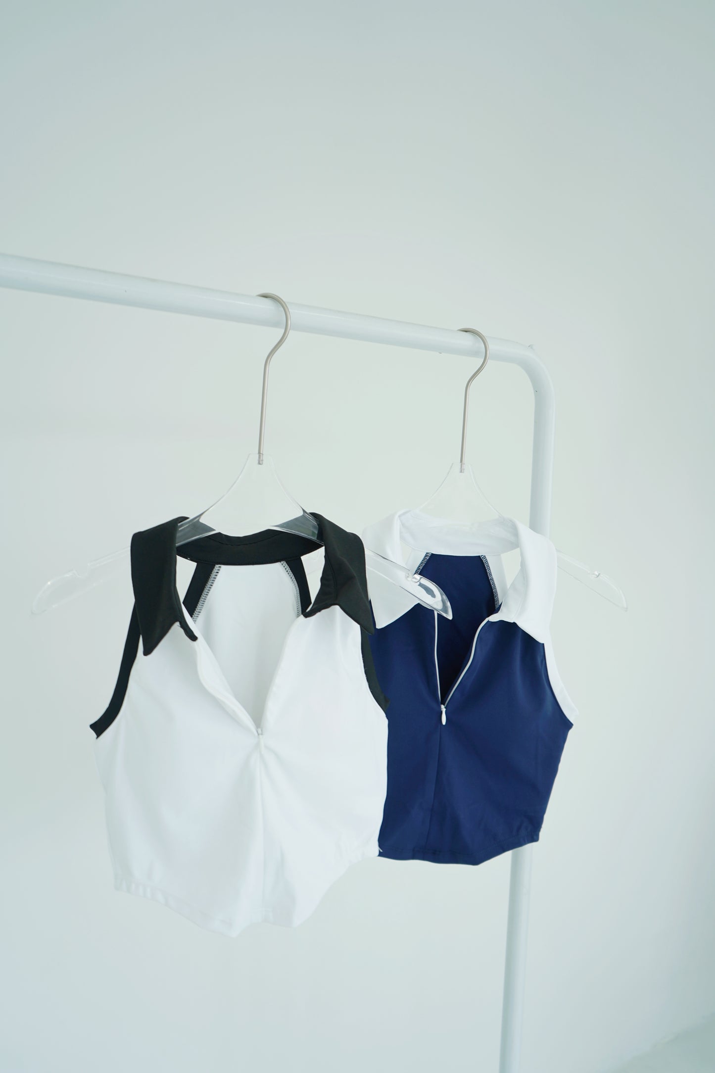 Athletic Polo Collar Zipper Top