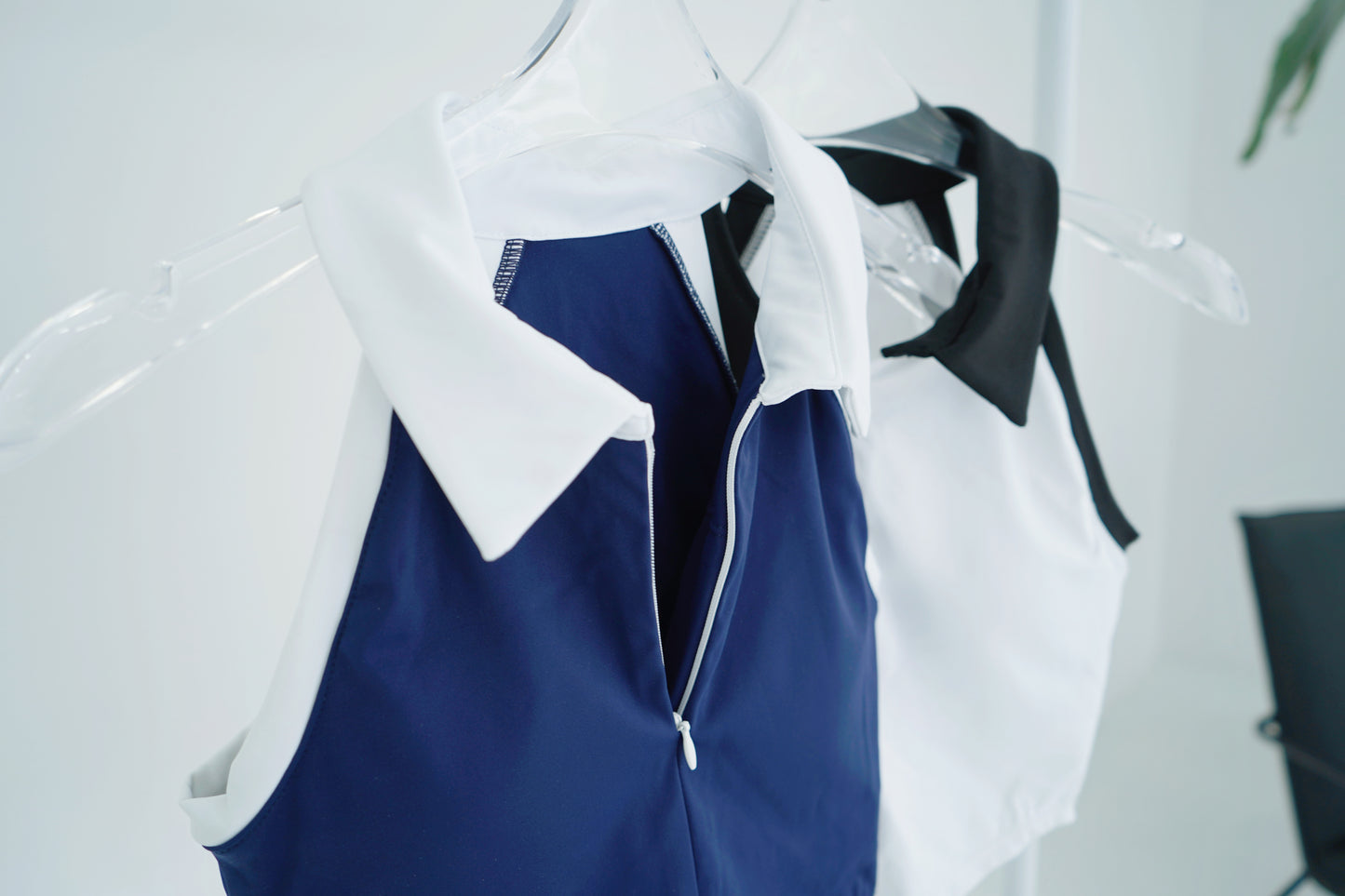 Athletic Polo Collar Zipper Top