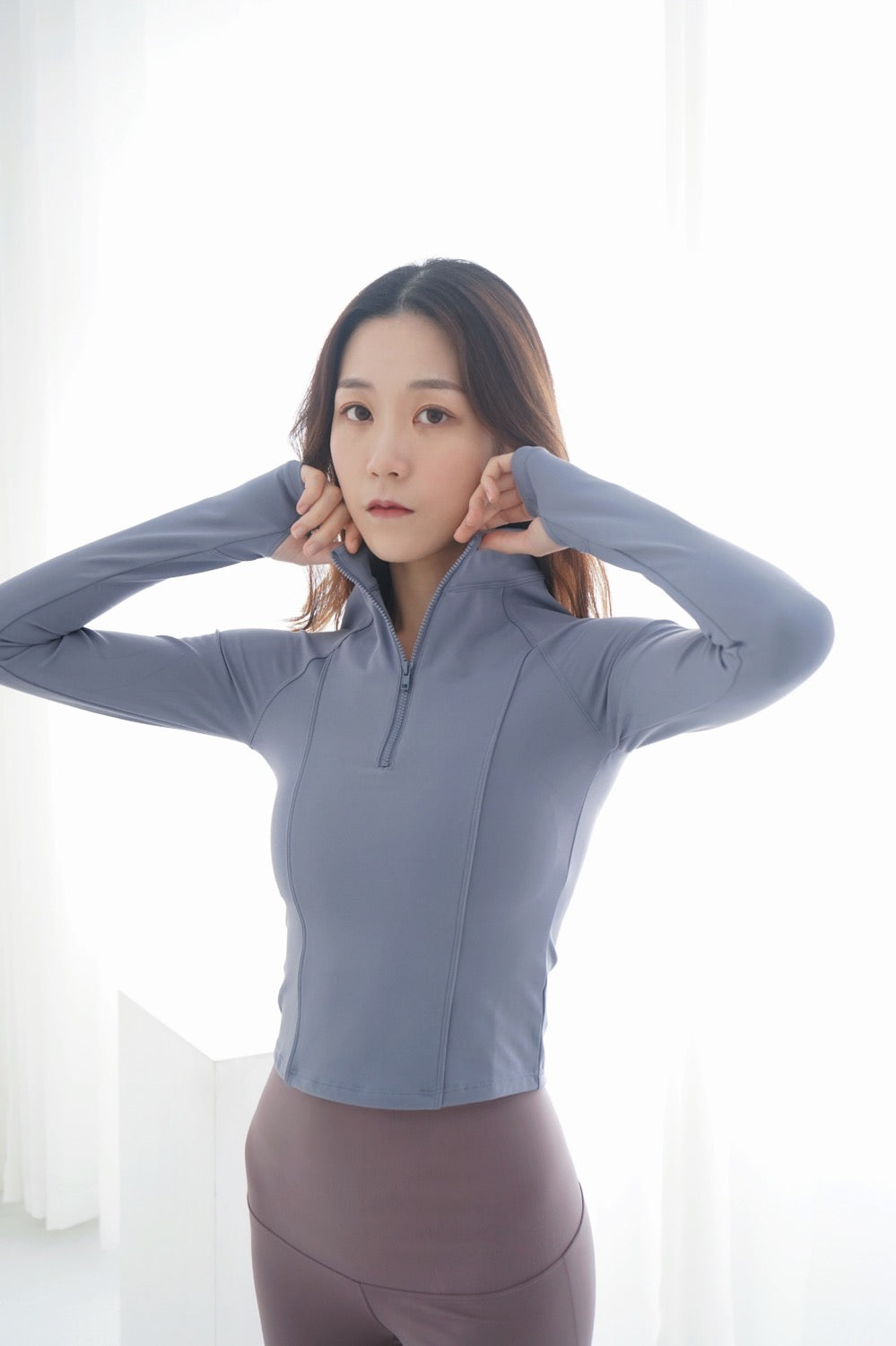 PREMIUM - Pastel Zipper Long Sleeve Top