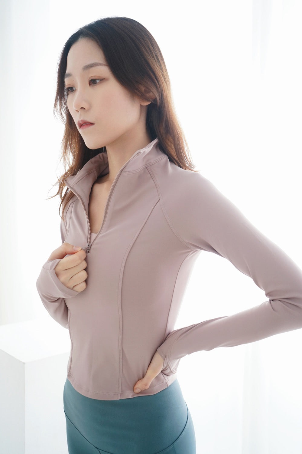 PREMIUM - Pastel Zipper Long Sleeve Top