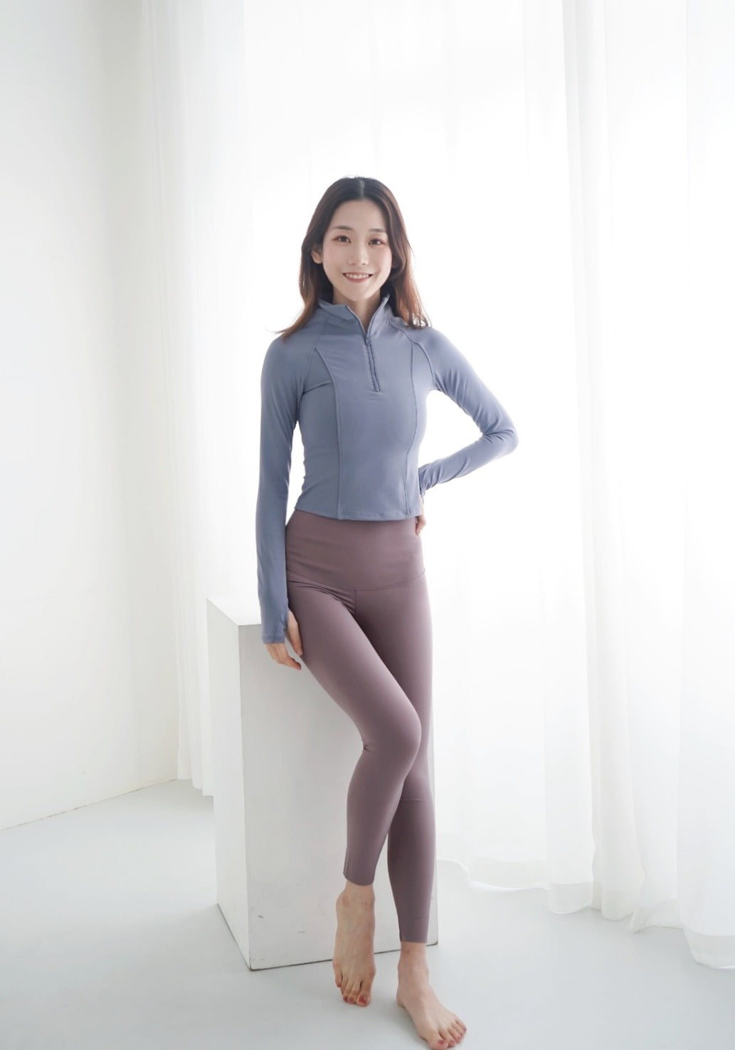 PREMIUM - Pastel Zipper Long Sleeve Top