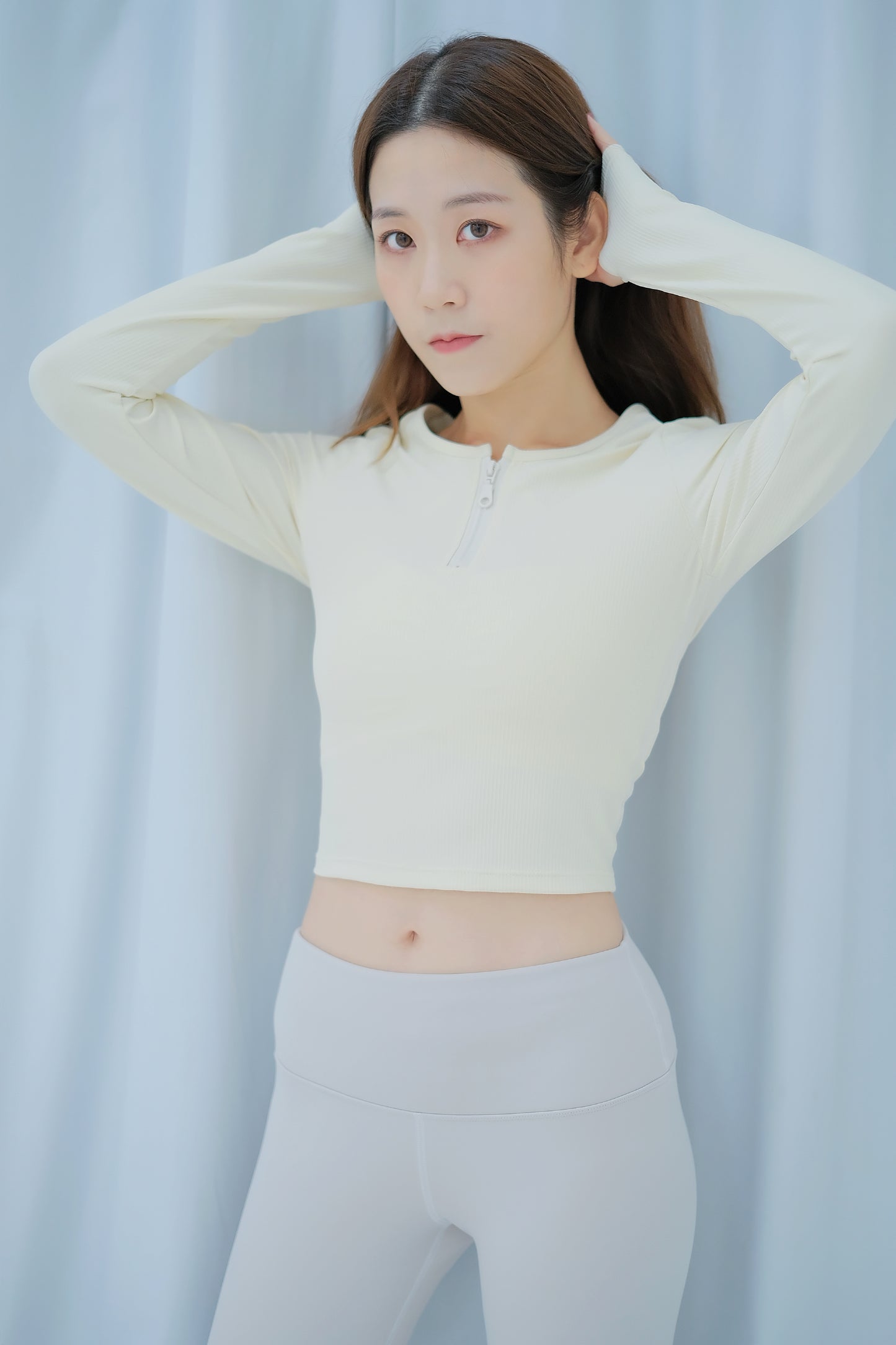 PREMIUM-The Zipper Round Neck Long Sleeve Top