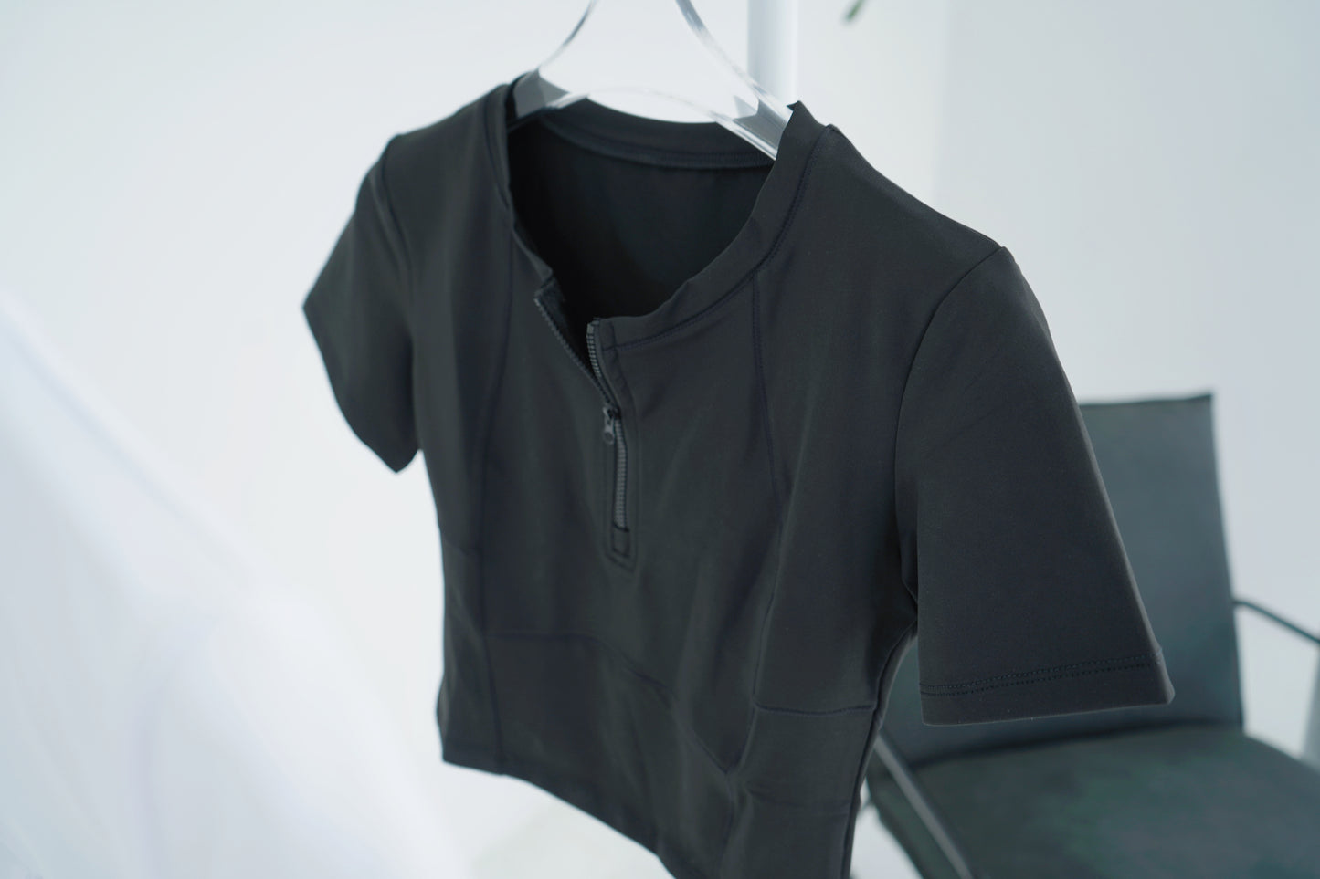 Classy Zipper Short Sleeve Top