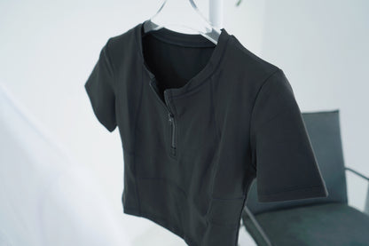 Classy Zipper Short Sleeve Top