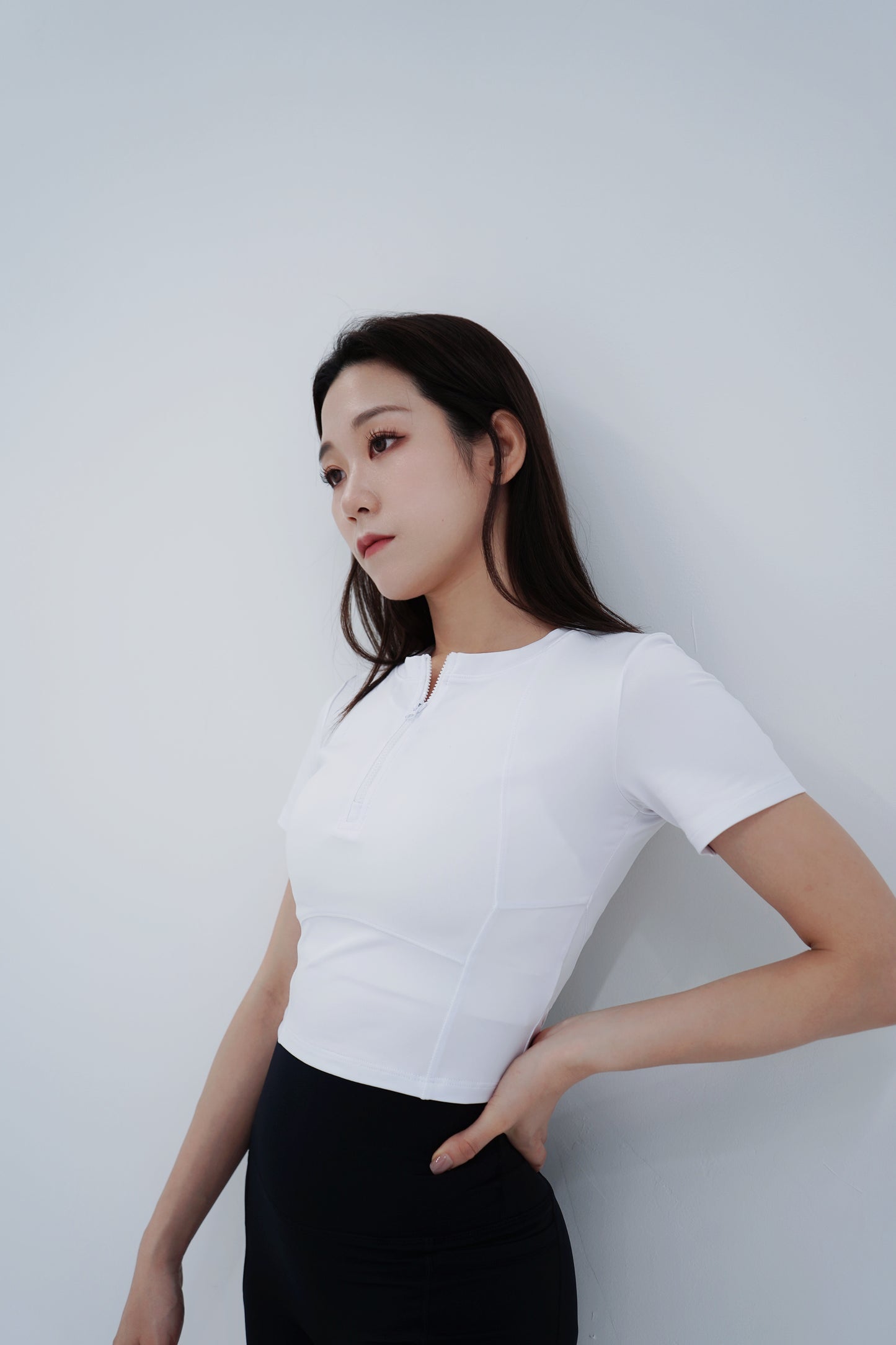 Classy Zipper Short Sleeve Top