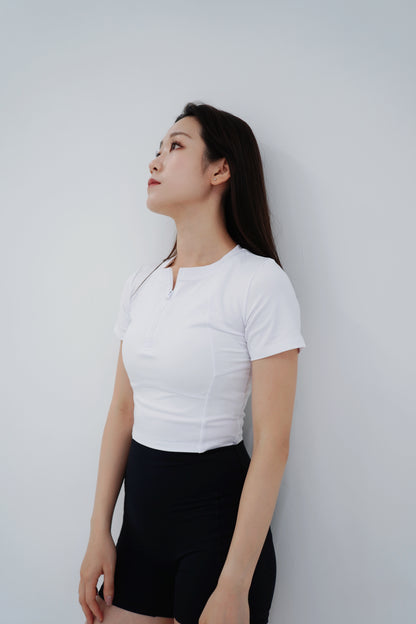 Classy Zipper Short Sleeve Top