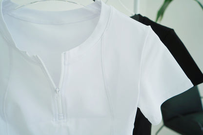 Classy Zipper Short Sleeve Top