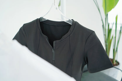 Classy Zipper Short Sleeve Top
