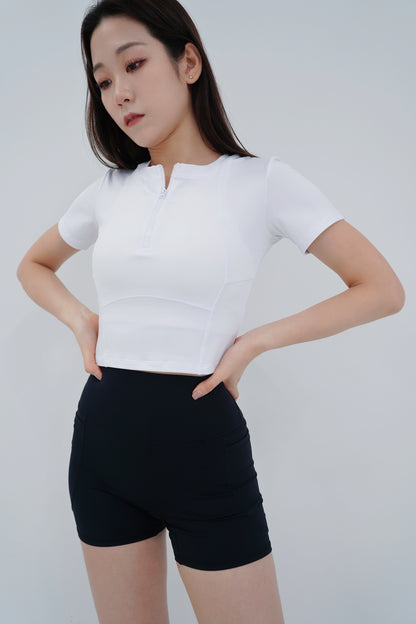Classy Zipper Short Sleeve Top