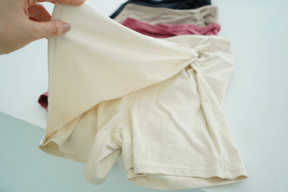 The Ribbed Twist Wrap Skirt Shorts