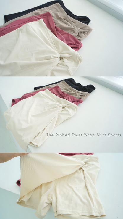 The Ribbed Twist Wrap Skirt Shorts