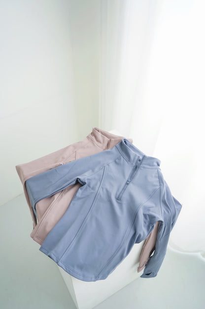 PREMIUM - Pastel Zipper Long Sleeve Top