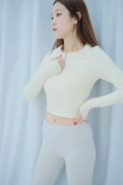 PREMIUM-The Zipper Round Neck Long Sleeve Top